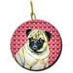 Carolines Treasures LH9162CO1 Pug Valentines Love and Hearts Ceramic Ornament 3 in multicolor