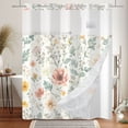 thumbnail image 5 of MIZHONA Vintage Green Plants Leaves No Hooks Shower Curtains with Snap in Liner Pink Floral Fabric Bathroom Curtain,71"× 74", 5 of 7