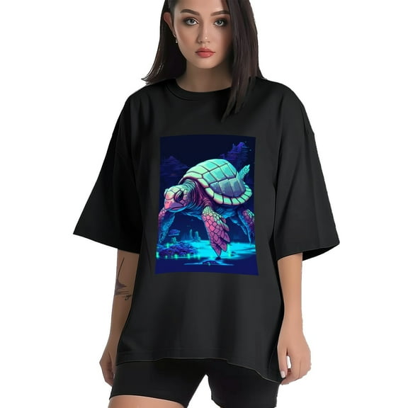 Plus Size Shirt for Women Black Tops for Women Short Sleeves Shirt for Women Turtle T Shirt Crewneck Shirt for Women XS