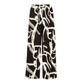 thumbnail image 5 of WTOBBY Women's Printed Wide Leg Pants with Floral Design High Waist Drawstring Loose Casual Trousers and Side Pockets for Summer Style ,Dark Gray M, 5 of 6