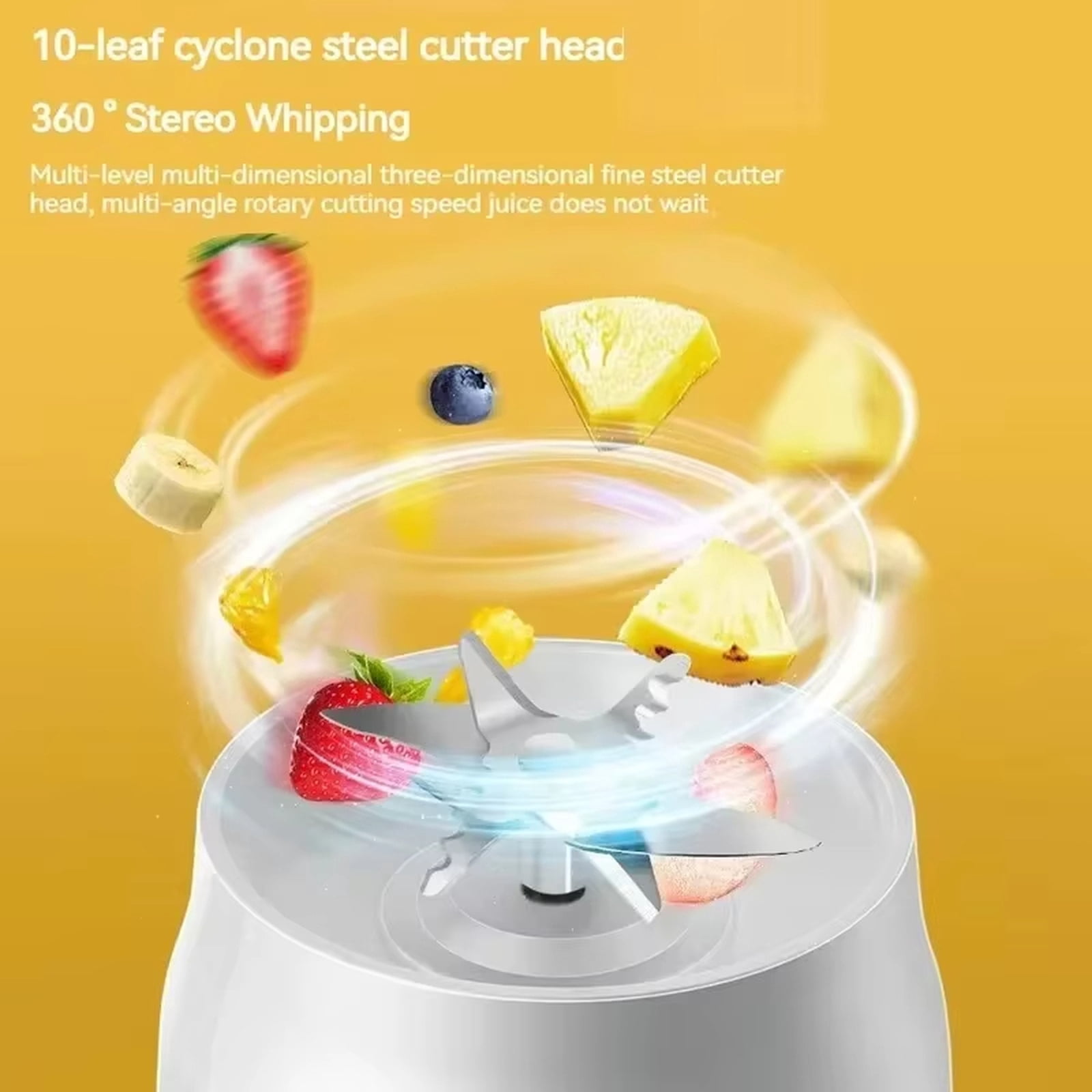 Portable Rechargeable Juicer Cup, 10.2 Inch Mini Blender for Smoothies, Shakes, Baby Food, USB Charging, Household Fruit Juice Maker, White