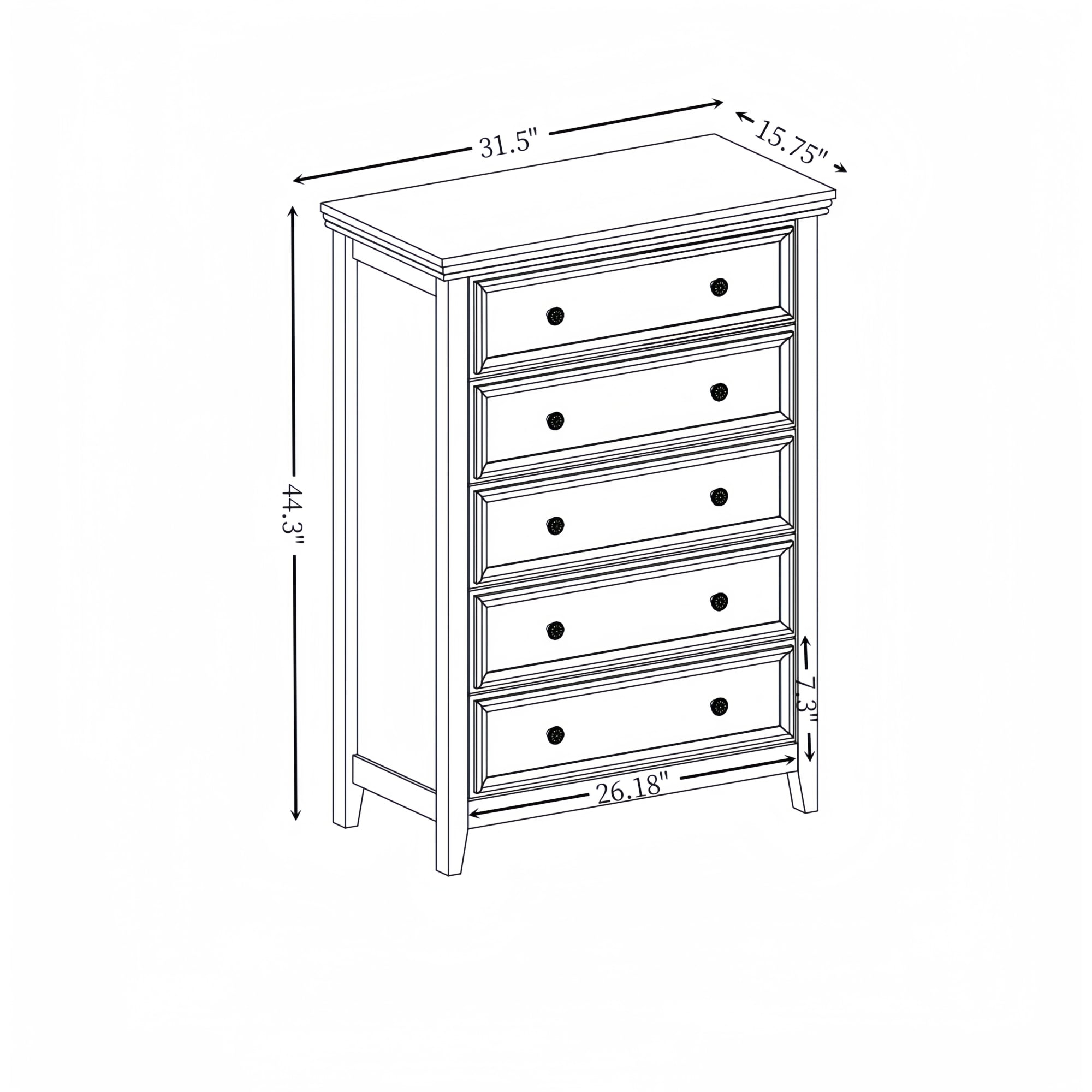 Leumius 5-Drawers Dresser,Farmhouse Tall Chest of Drawers Closet Organizers and Storage for Living Room,Bedroom,Beige
