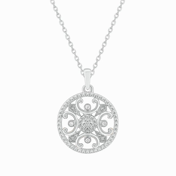 Cali Trove Art Deco Diamond Pendant Necklace 1/20 Carat Natural Diamonds in 925 Sterling Silver Symmetrical Vintage Jewelry Gift for Her