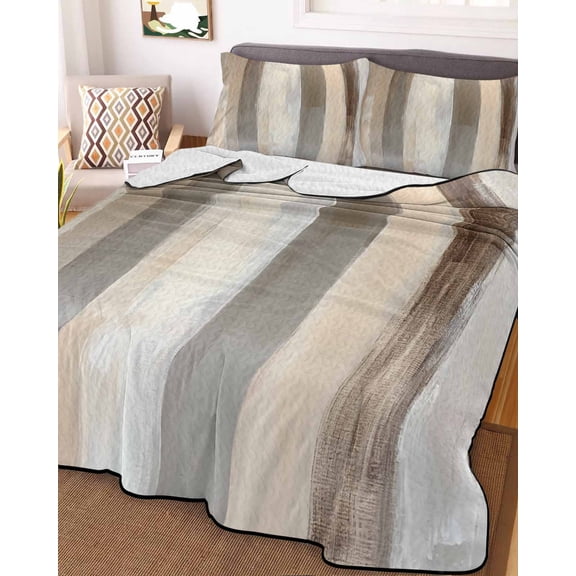Brown Grey Queen Size Down Alternative Comforter, Lightweight Comforter Quilt Bedding Set with Pillow Shams Abstract Neutral Textured Modern Minimalist All Seasons Bed Comforter Duvet Insert 90"x96"