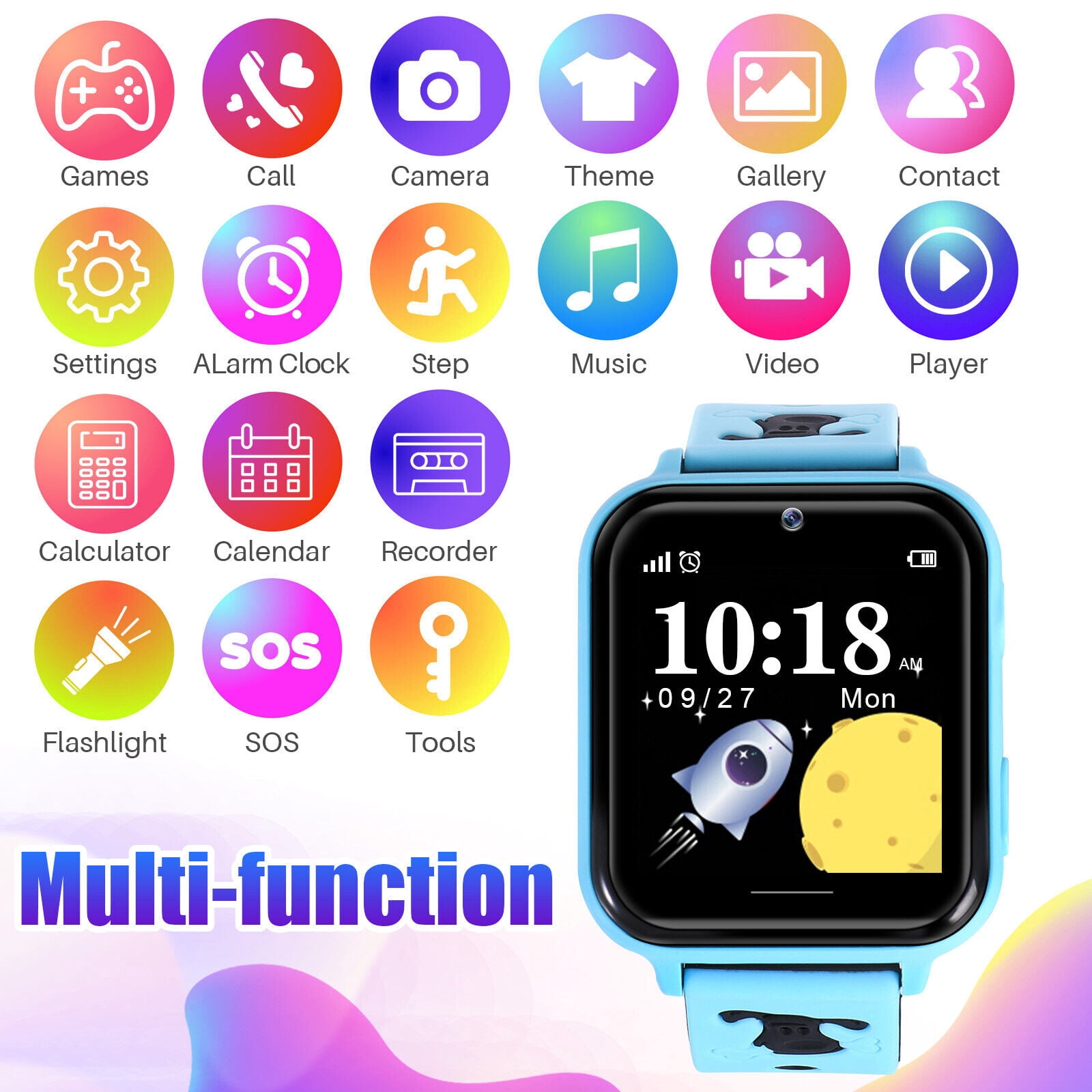 Topchances Kids Smartwatch 1.44mm Blue Plastic Case with Blue Cartoon Band