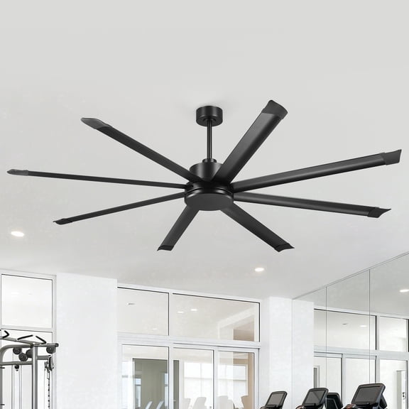 84" Industrial Black Aluminum HVLS Large Ceiling Fan with Remote for Garage, Workshop, Warehouse