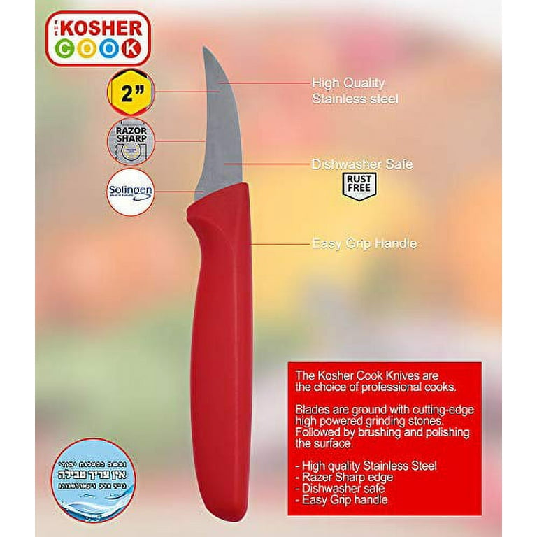 Meat Red 3” Paring Knife - Sharp Kitchen Knife - Ergonomic Handle, Pointed  Tip - Color Coded Kitchen Tools by The Kosher Cook