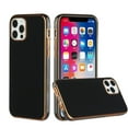 thumbnail image 2 of For Apple iPhone 14 Pro (6.1") Electroplated Fashion Solid Gold Frame Hybrid Rubber TPU Hard PC Slim Fit Cover ,Xpm Phone Case [ Black Gold ], 2 of 3