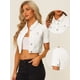 thumbnail image 2 of Chaqueta Corta Informal Para Mujer De Manga Corta Vaquera Blanco M, 2 of 6