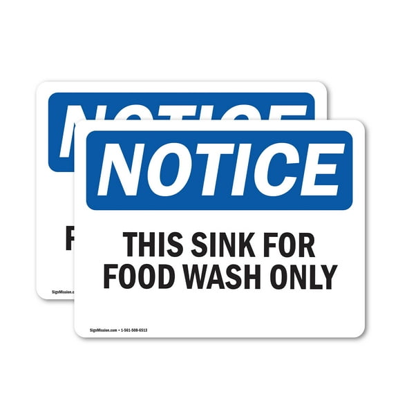 (2 Pack) This Sink For Food Wash Only OSHA Notice Sign 14 Inch X 10 Inch Vinyl Label Decal Sticker Weather Resistant, UV Protected for Workplace, Business, and Construction Site, Made