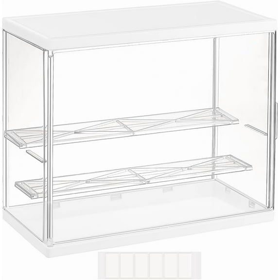 Acrylic Display Case 3-Tier White Action Figure Display Box 10.8x5.3x9inch Rectangle Dustproof Showcase DIY for Display Assembly Display Case with Stickers DIY for Model Colloction