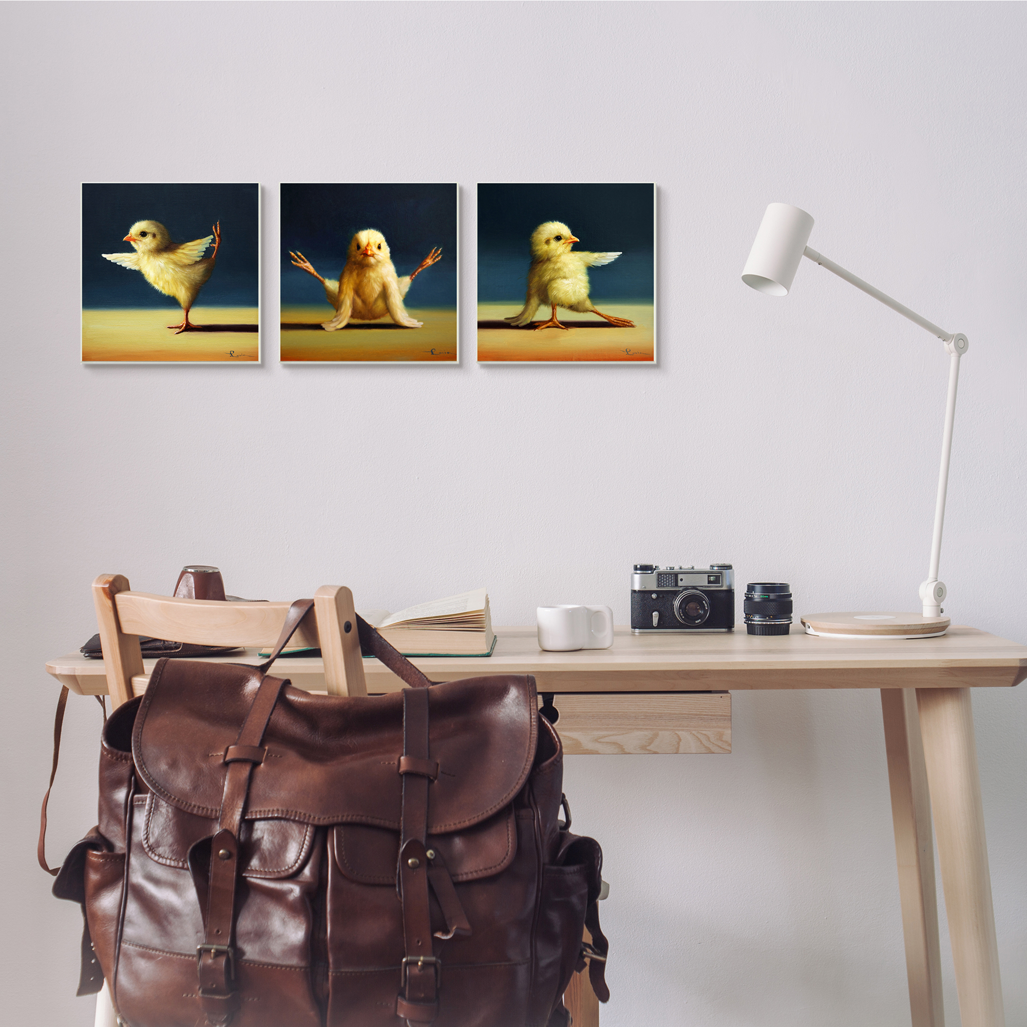 Stupell Industries Funny Yoga Chick Trio Farm Birds Stretching Poses,12 x 12,Design by Lucia Heffernan
