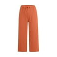 thumbnail image 5 of Diufon Cotton Linen Pants for Women Wide Leg Cropped Lounge Trousers Drawstring Elastic Waist Summer Beach Pant, 5 of 7