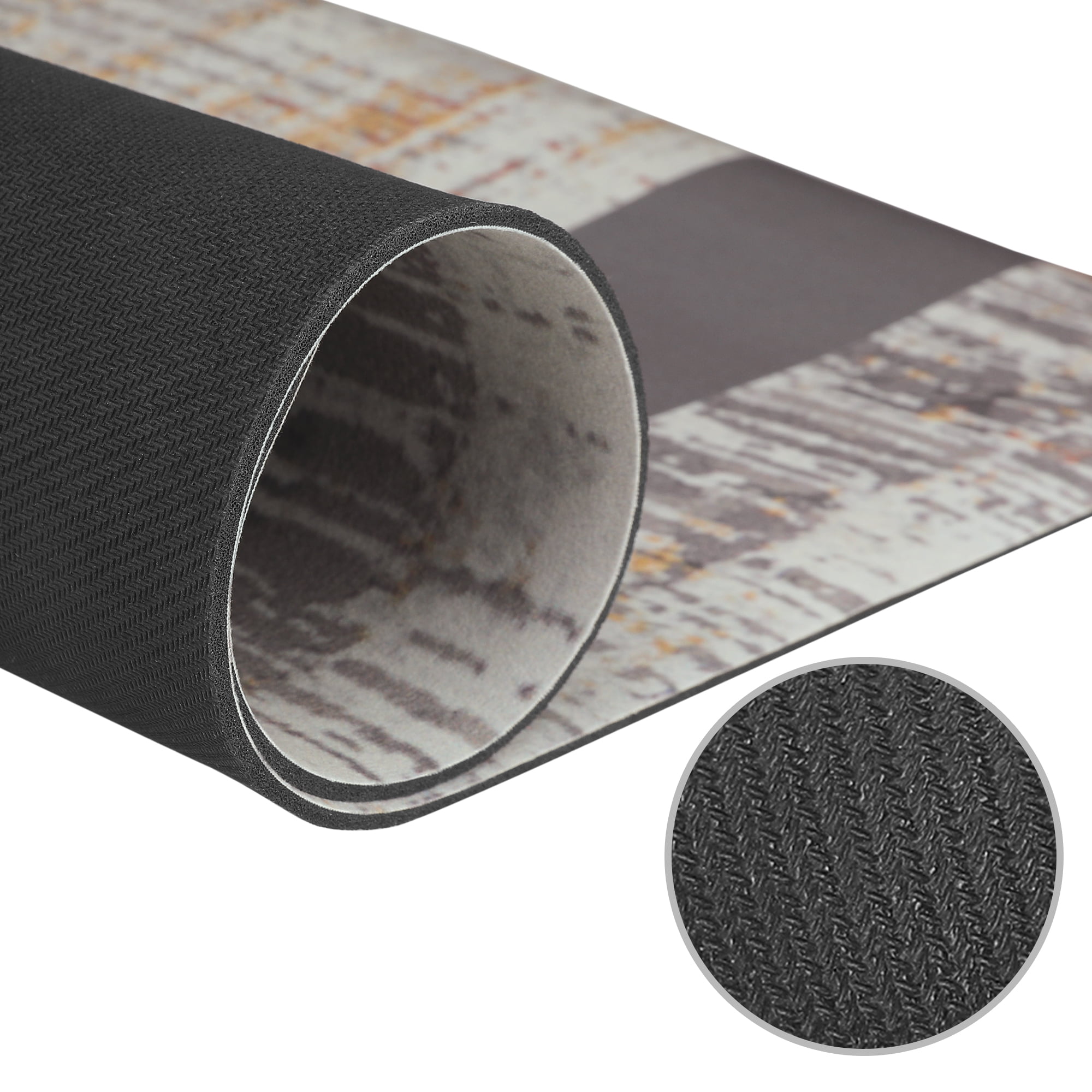 Unique Bargains Letter Pattern Kitchen Mat Waterproof Anti Slip Kitchen Rug Standing Mats Grey 18" x 48"