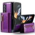 thumbnail image 2 of Dteck Zipper Wallet Case for Samsung Galaxy Z Fold 4,Premium Glitter PU Leather Case Bling Magnetic 2 in 1 Detachable Card Pocket Kickstand Shockproof Rubber Cover,Purple, 2 of 8