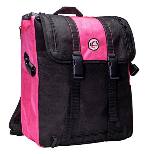 Case-It BKP-102 Laptop Backpack with Hide-Away Binder Holder, Fits All 3-Ring Binders, Letter Size Ring Binder, Fits 13-Inch Laptops, Black/Pink (BKP-102 BLKP)