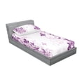 thumbnail image 2 of Ambesonne Violet Fitted Sheet & Pillow Sham Set, Swirling Flowers Wild, Twin, Violet, 2 of 2
