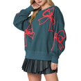 thumbnail image 2 of Sudadera con Cuello Redondo, Larga y Lazo para Mujer, Estilo Informal, Estilo Farol, Estilo Otoño, Estilo Y2k Verde L, 2 of 8