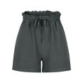 thumbnail image 6 of Women's Denim Shorts Womens Casual Solid Side Pockets Pants Shorts Elastic Waist Pockets Daily High Waist Shorts,Gray Women's Shorts XXL, 6 of 7