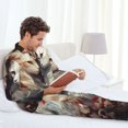 thumbnail image 4 of Salouo Flower Cat Couple Print Button-Front Long Sleeve Pajama Set for Men, Soft 2Pjs Men's Long Sleeve Sleepwear -Medium, 4 of 7