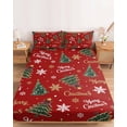 thumbnail image 2 of Cal.King Size Fitted Sheet Set - Red Christmas 3 Piece Bedding Sets 16" Deep Pocket Fitted Sheet with 2 Pillowcases, Xmas Tree Snowflake Stars Farmhouse Brushed Microfiber Hotel Luxury Bed Sheets, 2 of 9