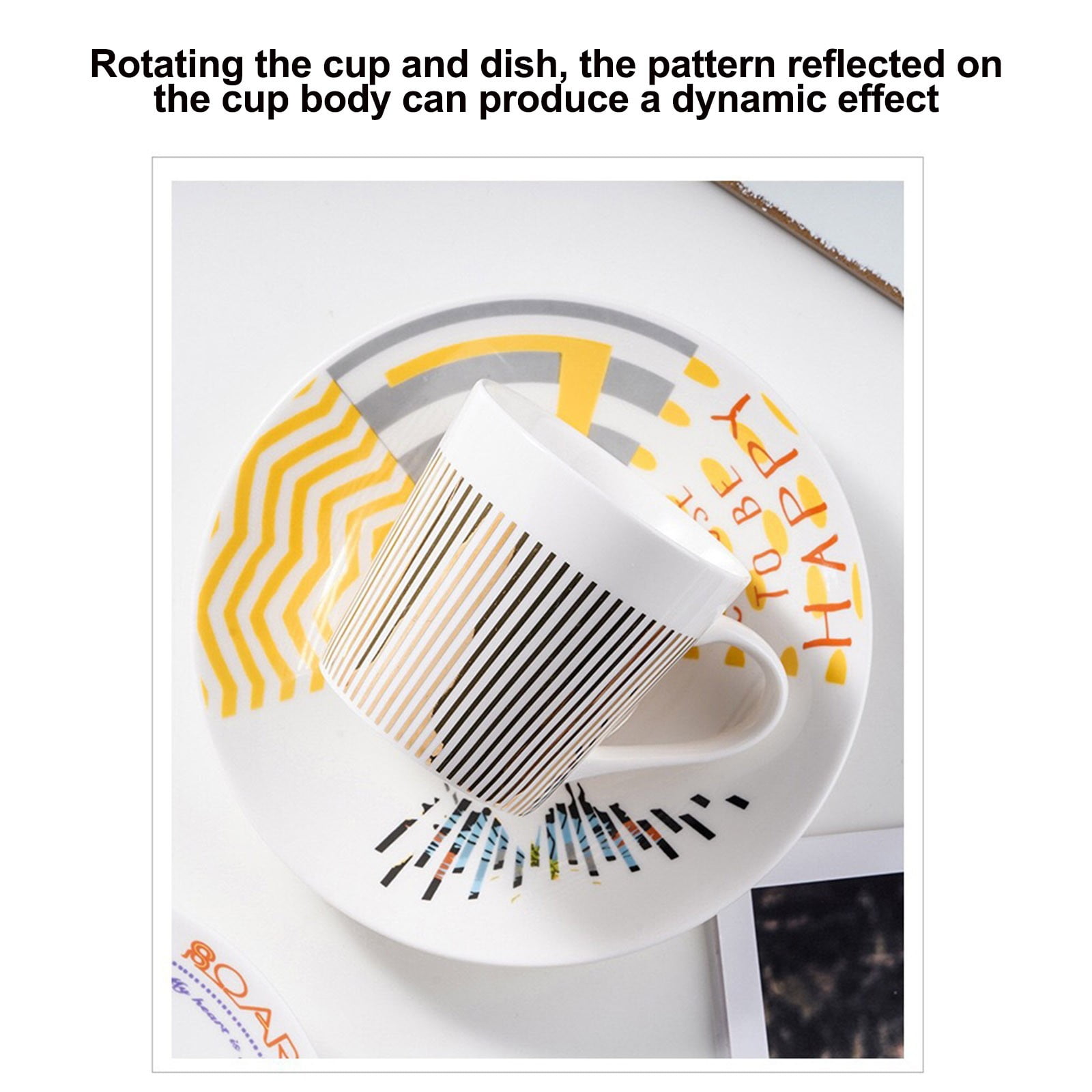 Wovilon Ceramic Moving Reflection Creative Coffee Cups (Butterfly), Multicolor Tea Cup, The Reflection will Move with The Rotation of The Cup