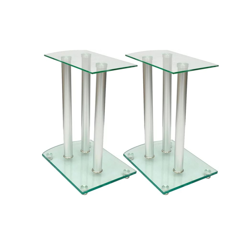 Aluminum Speaker Stands 2 pcs Transparent Safety Glass