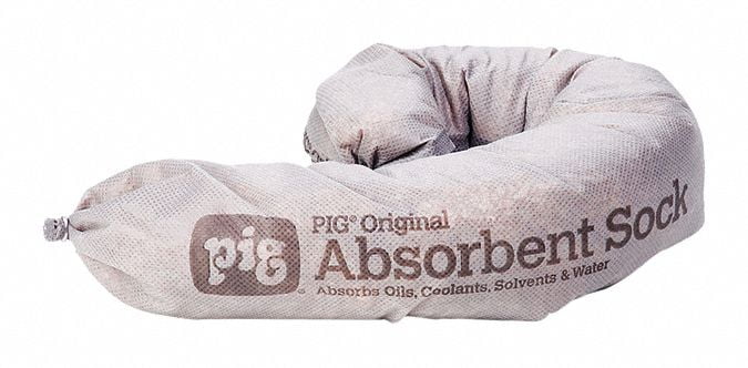 PIG Absorbent Sock,Universal,7 ft L Gray PIG214 PACK 12 