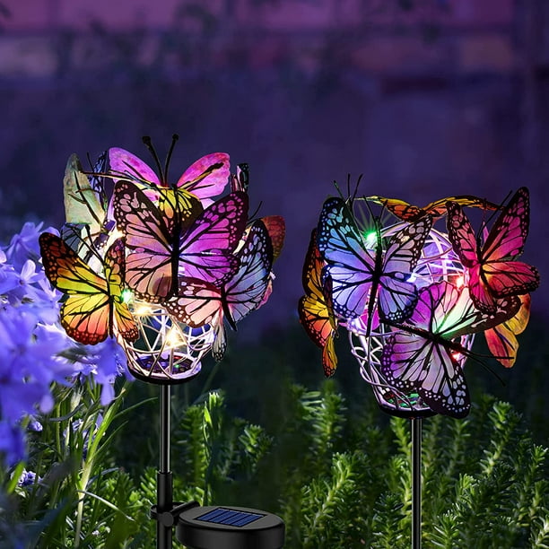 Décorations De Jardin De Chat Papillon Décoratif Lumières Solaires