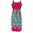 thumbnail image 2 of Peach Couture Women's Midi Multicolor Exotic Smocked Spring Summer Dress, 2 of 9