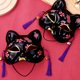 thumbnail image 2 of 2 máscaras Kitsune para disfraz de Halloween, máscara de cosplay de animales, medias máscaras para fiesta de disfraces, 2 of 7