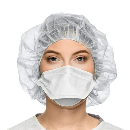 Non-Woven Polypropylene 24" Bouffant Caps for Food Service, White (1000 Pack)