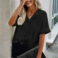 thumbnail image 6 of Yuzhih Women Tops Summer Short Sleeve Lapel Neck Tee 2024 Fashion Plain Tshirts Casual Loose Work Blouses, 6 of 7