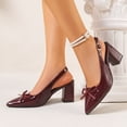 thumbnail image 6 of YTCAMLO Chunky Slingback Heels for Women, Fashion Pointed Toe Bow Tie Block Heel Pumps, Office Wedding Party Dress Shoes, 6 of 8