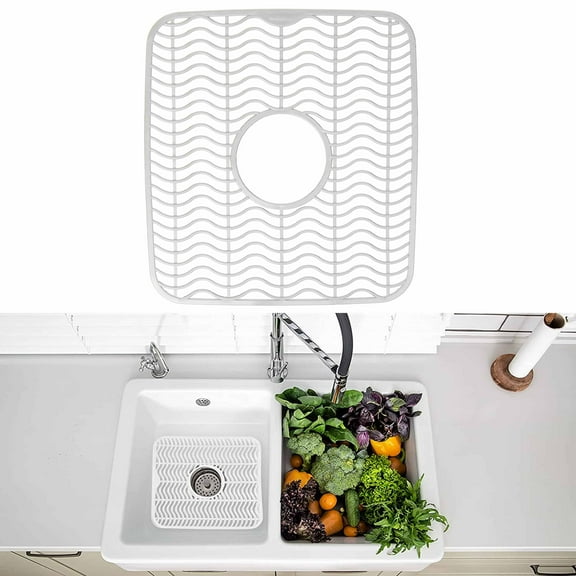 1 Pc Sink Mat Dish Rack Cushion Drainer Protector Pad Kitchen 11" x 12" White