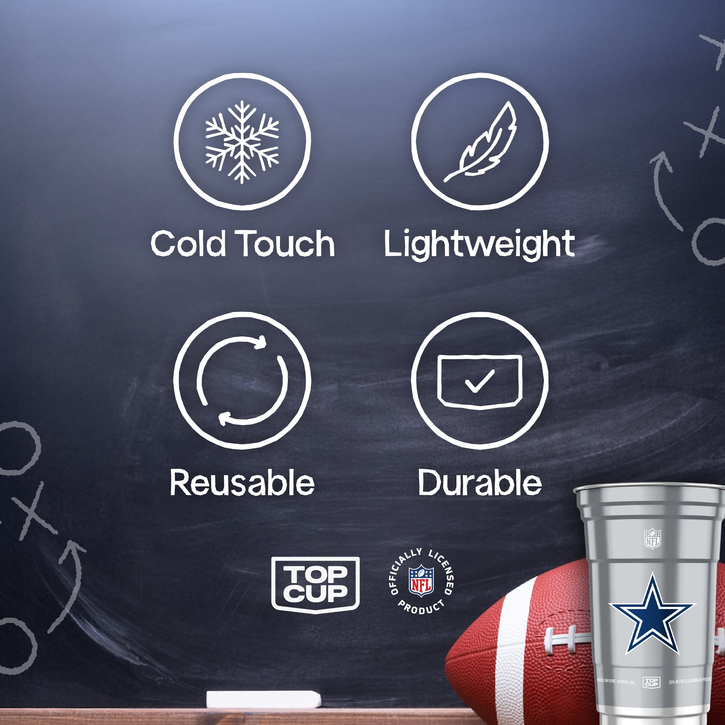 Top Cup NFL Dallas Cowboys Aluminum Party Cups, 20oz, 10 count
