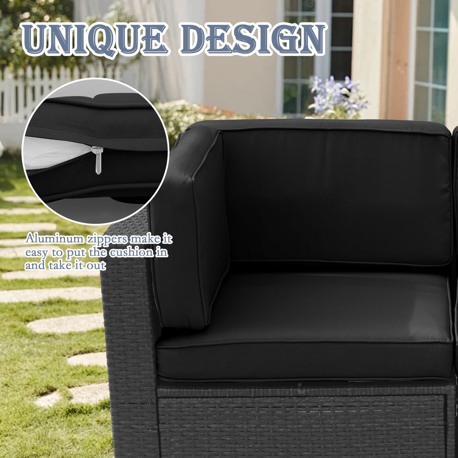 FKS LIFE 11 Pack Outdoor Patio Cushion Covers, Water Resistant Fade Resistant Washable Furniture Slipcovers for Sofa and Chairs,Black