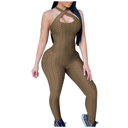 

KEJIG Jogger Scrub Pants For Women Women s Large Size Backless Yoga Exercise Fitness Pants Skinny Jumpsuit