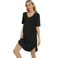 thumbnail image 7 of Women Short Sleeve Nightgowns Lace Trim Nightdress V Neck Pajama Night Vintage Sexy Sleep Shirts Summer Sleepwear Soft Nightshirt Homewear,Black S-XXL, 7 of 7
