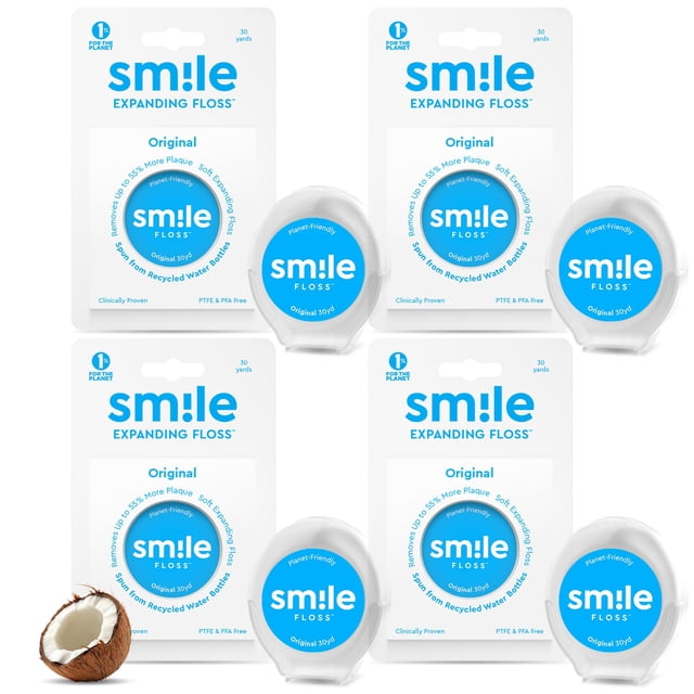 Hilo dental expansible Smile Floss, 4 unidades de 30 yardas