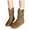 Khaki, variant on Womens Wide Mid Calf Boots Suede Low Wedge Slouchy Ankle Booties Casual Slip on Winter Shoes
