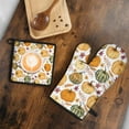 thumbnail image 5 of Fall Pumpkins Leaves Pattern Kitchen Oven Mitt and Pot Holder Sets 2 Pcs for Baking, Cooking and Grilling, Heat Resistant Up To 392 °F, 5 of 7