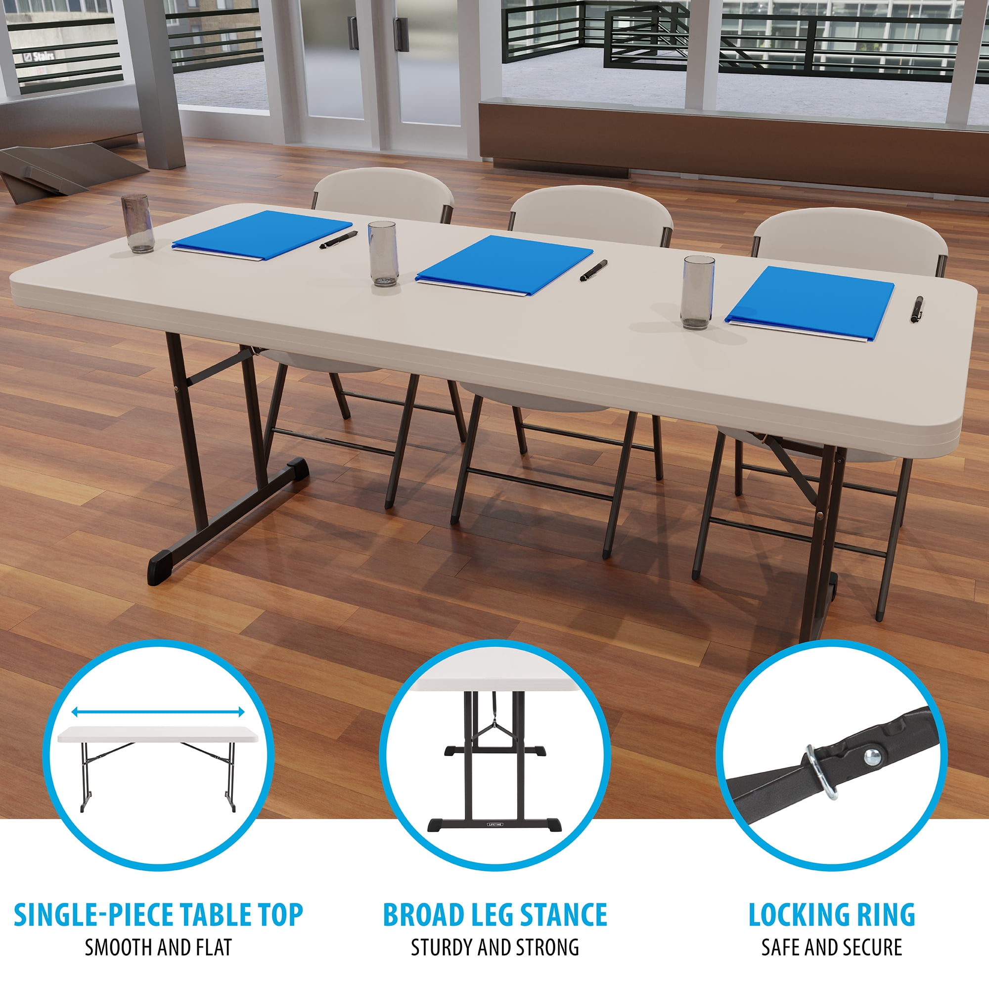 Lifetime 6 Foot Rectangle Folding Table, Indoor/Outdoor Professional Grade, Almond (80249)