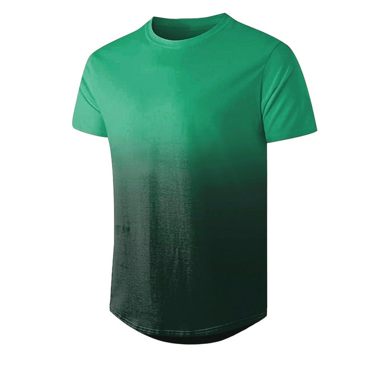XMMSWDLA Mens Summer Short Sleeve T-Shirt Casual Relaxed Fit Gradient  Shirts for Men Green Fishing Shirts for Men