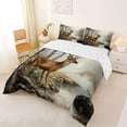 thumbnail image 2 of Castle Fairy Vintage Oil Paint Spotted Deer Full Size Comforter Sets 3-Piece,Autumn Birch Creek Pine Bedding Comforter Set,Ochre Brown Cream,Reversible,1 Comforter and 2 Pillowcases, 2 of 6