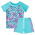thumbnail image 4 of Traje de baño para niñas 2024 nuevo estampado de escamas de pescado de manga corta traje de baño para niños de dos piezas ropa de playa de verano para niños traje de baño para nadar, 4 of 5