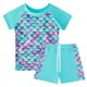 thumbnail image 4 of Traje de baño para niñas 2024 nuevo estampado de escamas de pescado de manga corta traje de baño para niños de dos piezas ropa de playa de verano para niños traje de baño para nadar, 4 of 5