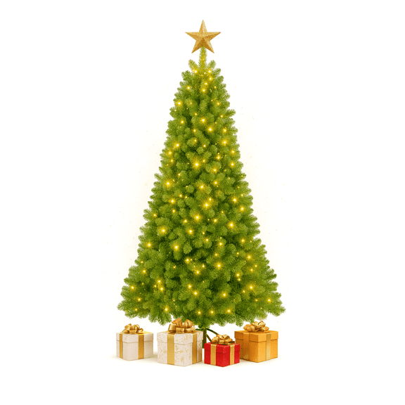 SEGMART 8FT Fir Christmas Xmas Tree Clearence, Artificial Christmas Tree with 1430 Branch Tips, Hinged PVC with Metal Stand, Easy Assembly, Decorations for Home, Festival, Holiday Party.