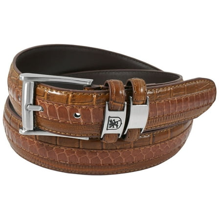 Stacy Adams Belts Stacy Adams 35mm Cognac Tri-Leather Big and Tall Embossed, Croc, Lizard, Snake