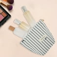 thumbnail image 4 of Ofertas Únicas 1 Pc Clutch Ligero Bolsa de Maquillaje Pequeña con Bordado de Lazo a Rayas para Vacaciones en Lona Negra, 4 of 6